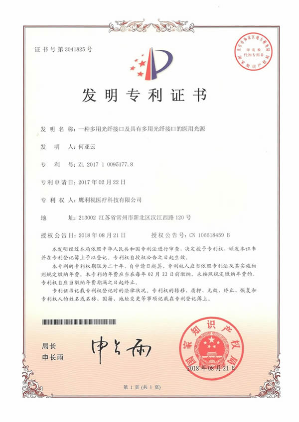 发明专利(一种多用光纤接口及具有多用光纤接口的医用光源)